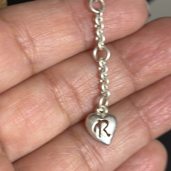 Silver Tone R Hang Tag Long Chain Boho Necklace - Picture 5 of 8